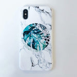 Candy Color Leaf Print Phone Case for iPhone