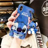 Stitch mini Pooh dinosaur lanyard+tand silicone personality drop case for iphone