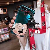 Stitch mini Pooh dinosaur lanyard+tand silicone personality drop case for iphone