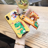 Stitch mini Pooh dinosaur lanyard+tand silicone personality drop case for iphone